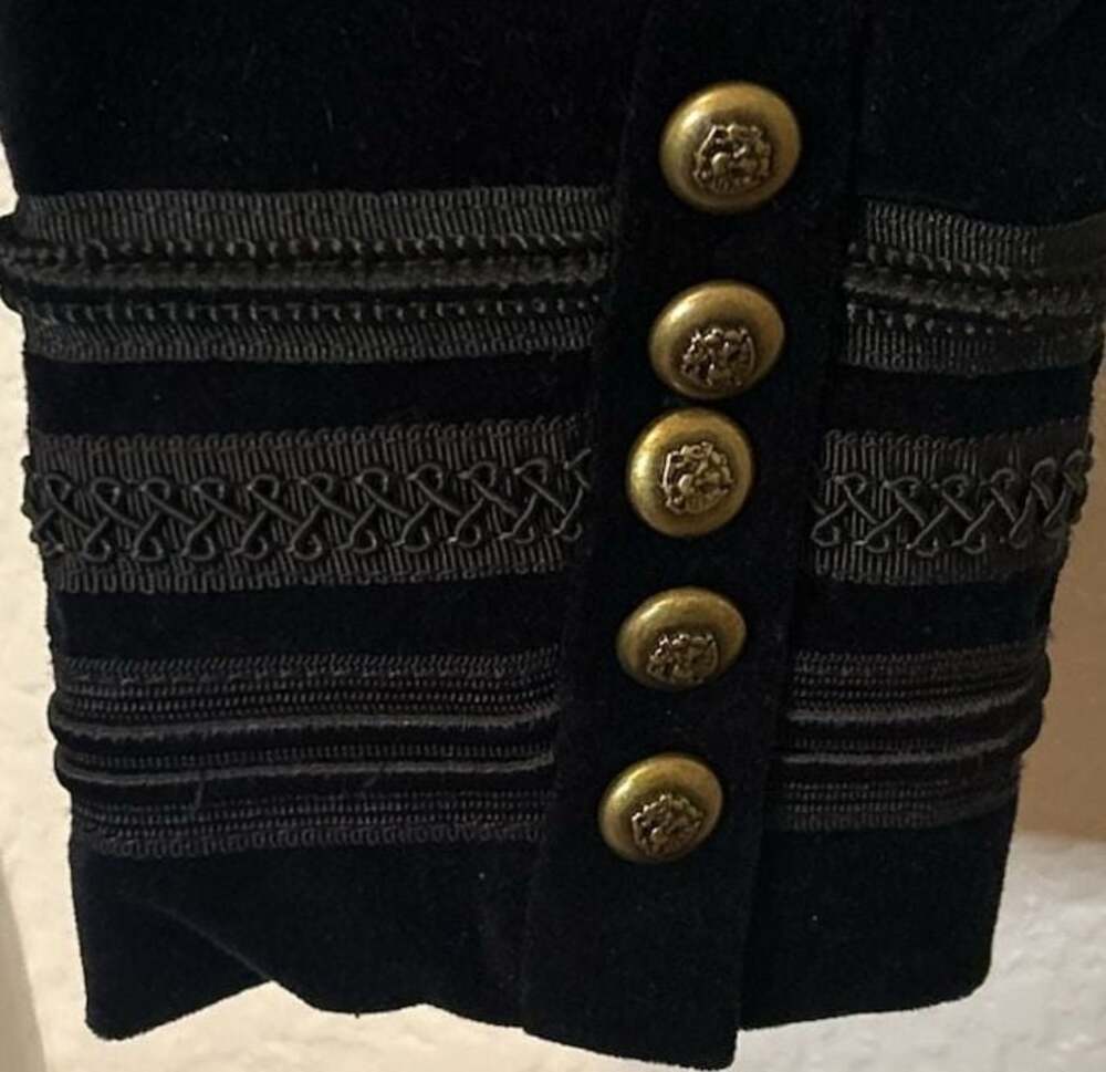Torrid Black Velvet Military Style Jacket with Gold Button Details - Picture 5 of 11